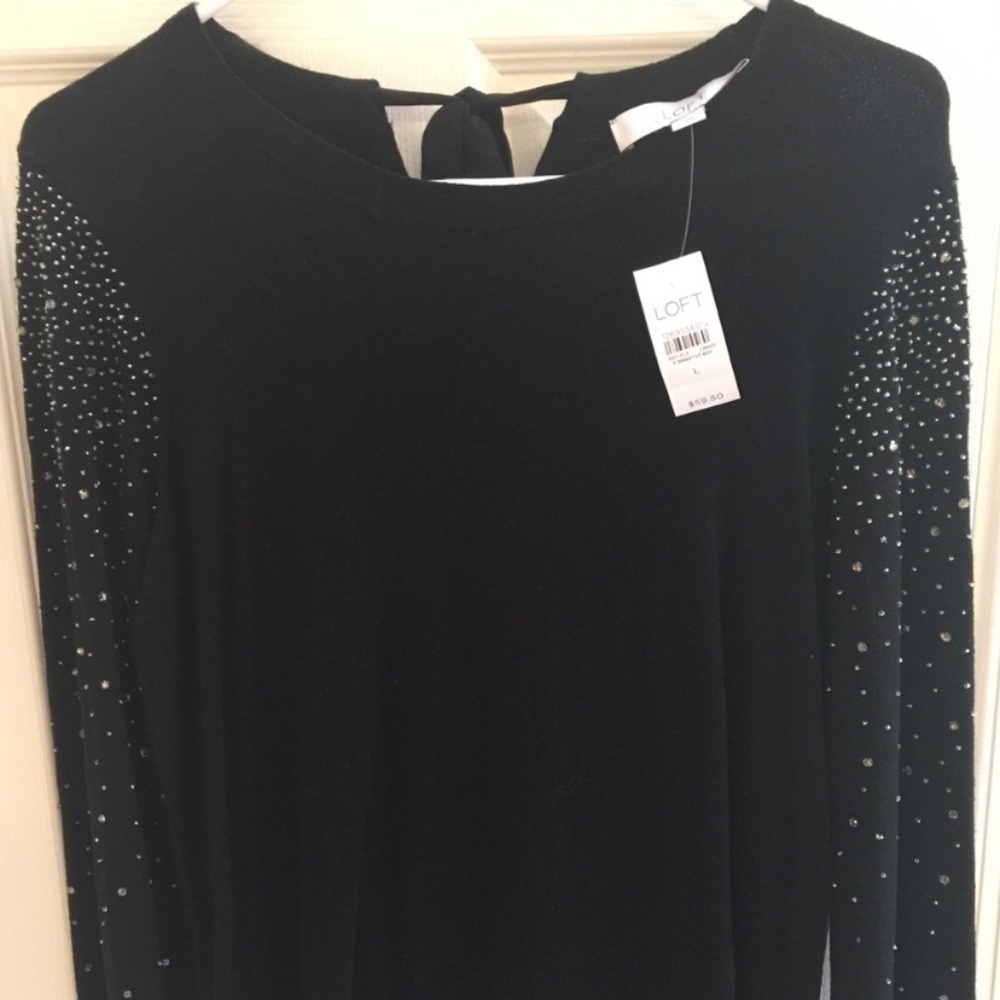 Beautiful NWT studded sleeve black LOFT sweater.​ - Picture 3 of 3